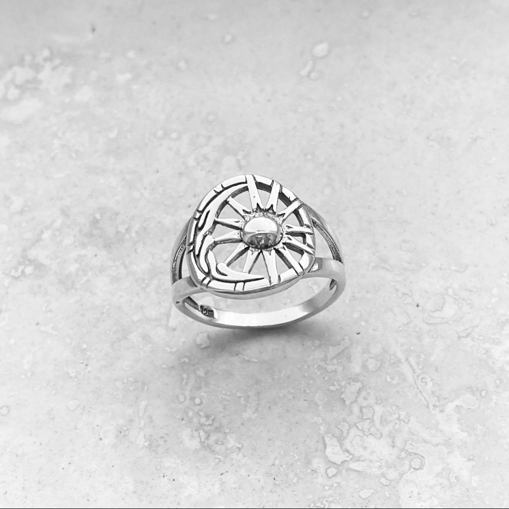 Sterling Silver Moon And Sun Ring, Statement Ring - image 2